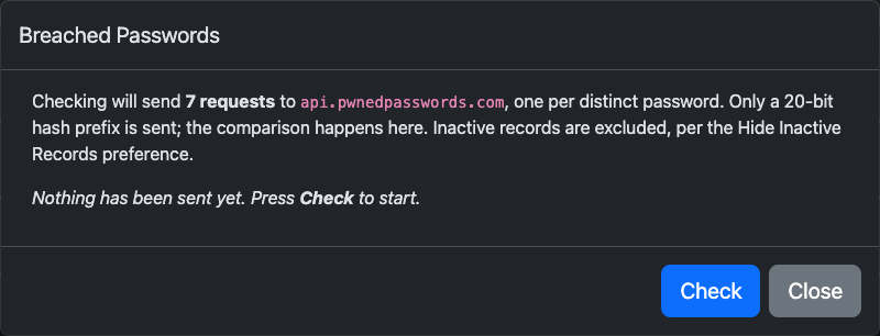 the Breached Passwords report ready to run
